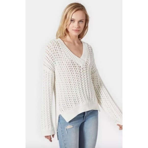 JOIE Sansa V-Neck Sweater Cream White Medium - Picture 1 of 13